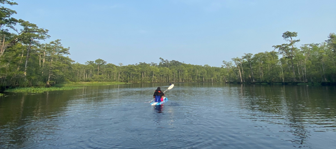 woman on kayak tour in myrtle beach