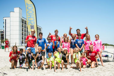group enjoying myrtle beach surfing